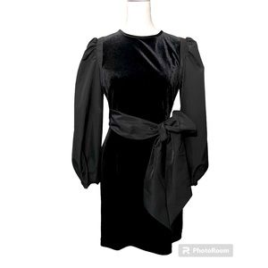 LDT women’s size 2 Hannah velvet tie front black mini dress NWT